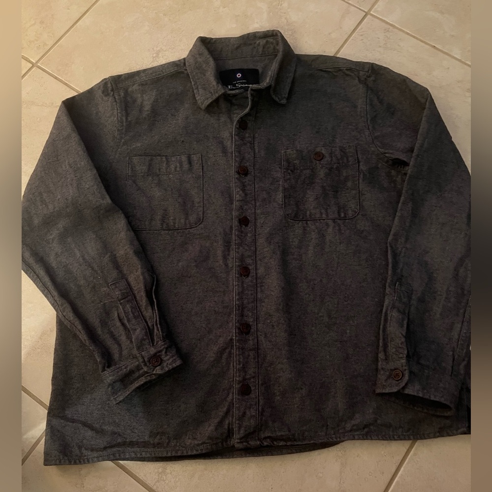 Ben Sherman men’s long sleeve regular fit over-shirt size XL dark grey/black
